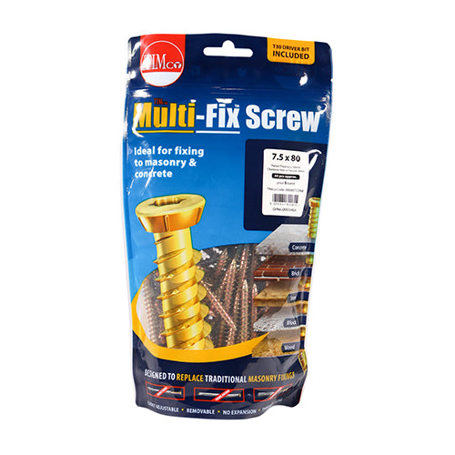 Concrete Bolts & Screws - Multi-Fix Concrete Screw - Countersunk - Yellow