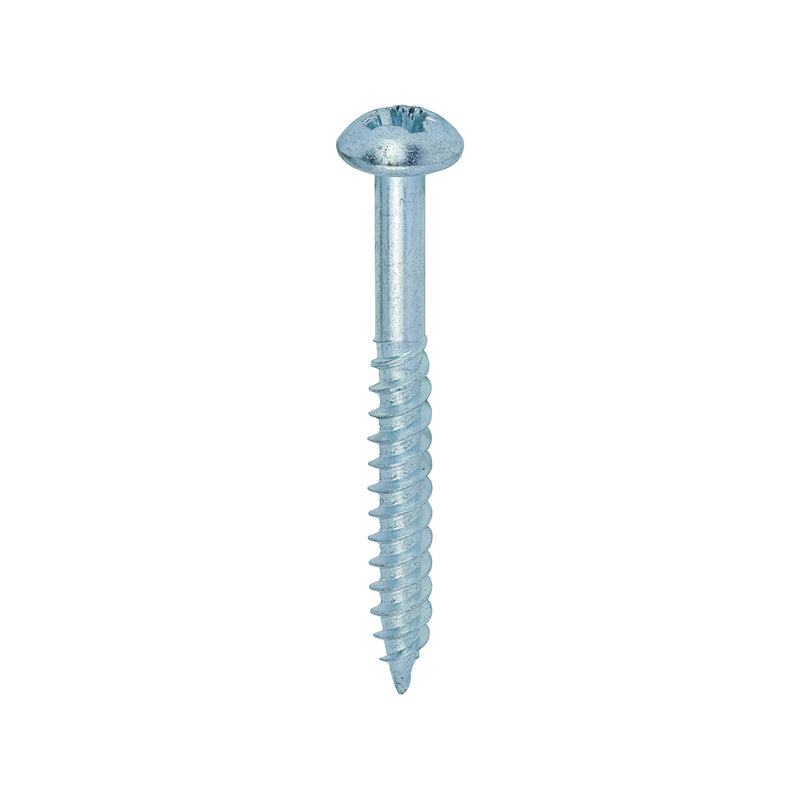 Twin-Thread Woodscrew - Zinc - Roundhead