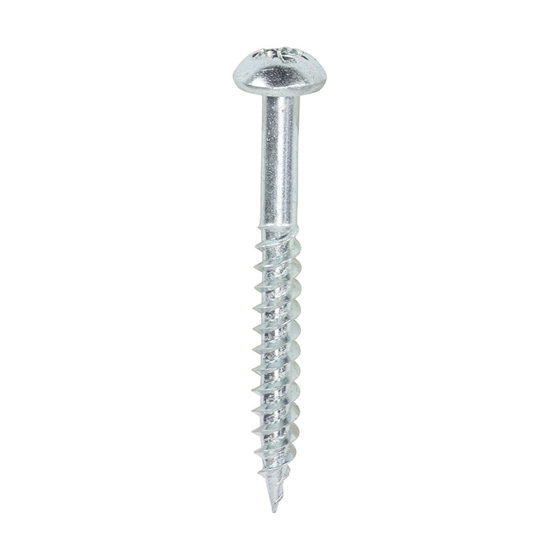 Twin-Thread Woodscrew - Zinc - Roundhead