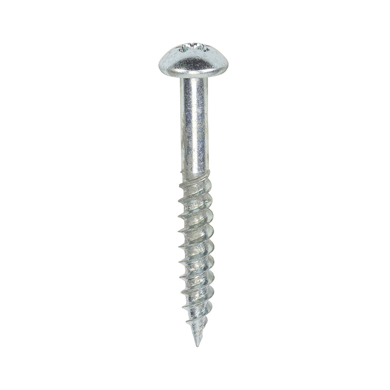 Twin-Thread Woodscrew - Zinc - Roundhead