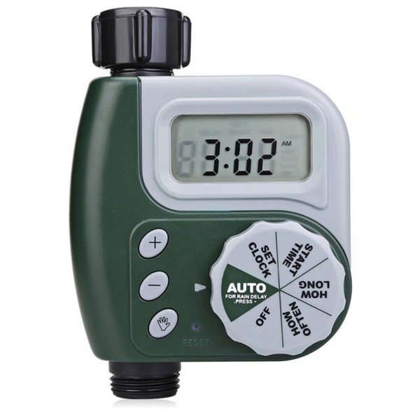 Orbit Buddy Single Outlet Tap Timer, designed for easy control of water flow in irrigation systems with a single outlet. This user-friendly timer allows for precise scheduling, helping to conserve water while ensuring efficient watering of gardens, lawns, and outdoor spaces. Image highlights the simple interface, durable construction, and easy installation, providing a convenient solution for automatic irrigation control