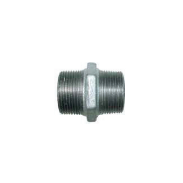 Hex Nipples, designed to connect two pipes with threaded ends in irrigation and water systems, allowing for a secure, leak-free connection. These fittings feature a hexagonal shape for easy installation with wrenches. Image highlights the durable construction, threaded design, and versatility, ensuring reliable connections and efficient water flow in various pipe systems