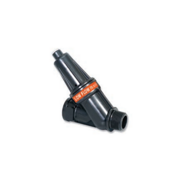 ¾-inch Low Flow irrigation component specifications, designed for efficient water delivery in areas requiring low flow rates. Ideal for precise irrigation in landscapes, gardens, and smaller turf zones. Image highlights durable construction, compatibility with various irrigation systems, and technical details, such as flow rate and pressure compatibility