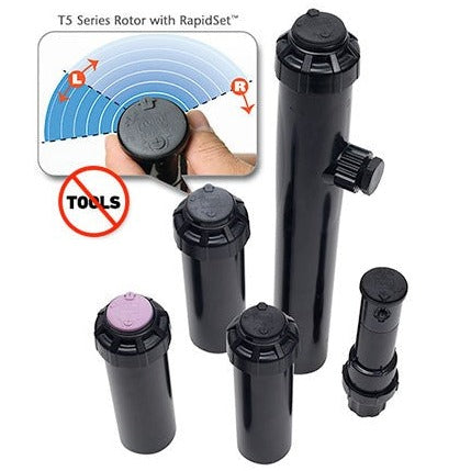 Toro T5P (¾” Body Inlet), a compact and efficient sprinkler designed for residential and light commercial irrigation systems. With a ¾” body inlet, it offers easy installation and adjustable settings for precise water distribution, ideal for small to medium landscape areas