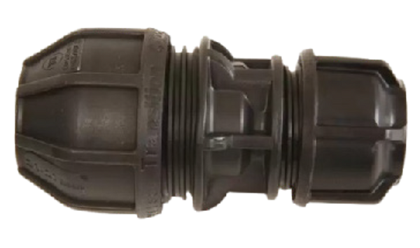 Universal Transition Couplings designed to connect different types of pipes, such as MDPE to PVC or other materials, ensuring a secure, leak-free transition between various pipe systems. Ideal for irrigation, and water supply applications, these couplings offer versatility and ease of installation. Image highlights the durable, flexible design with clear connection details for reliable performance in diverse pipe configurations