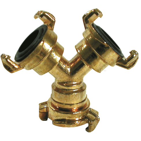 Y-Piece GEKAS, designed to connect three pipes in irrigation systems, providing a secure and leak-free branch-off in a Y-shape configuration. Specifically designed for use with GEKA fittings, this component allows for efficient water distribution. Image highlights the durable construction, secure GEKA connections, and versatile design, ensuring reliable performance and smooth water flow in various irrigation setups